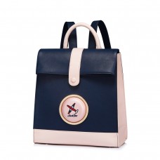  PU  New Autumn&Winter Contrast Color Backpack Blue