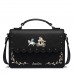  PU Leather Fairy Tale Embroidery Shoulder Bag Black
