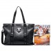  Cowide Leather  Fashionable Simple Style Shoulder Bag Black