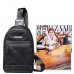  Genuine Leather Popular Simple Style Chest Bag Black