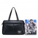  PU Leather Winter New Postage Stamp Series Shoulder Bag Black